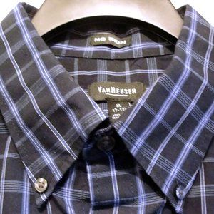 Van Heusen SS XL No Iron Dark Blue White Light Blue